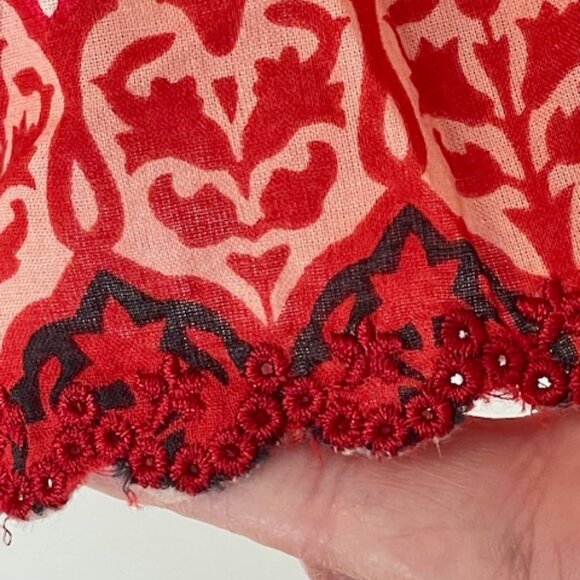 Johnny Was Cotton Embroidered Medallion Floral Tunic Watermelon XL - Picture 6 of 7